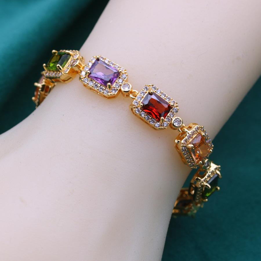 New Retro Style Multicolor Zirconia Bracelet,  Golden-Plated,  Elegant Daily Wear And Gift Giving, Christmas Gift
