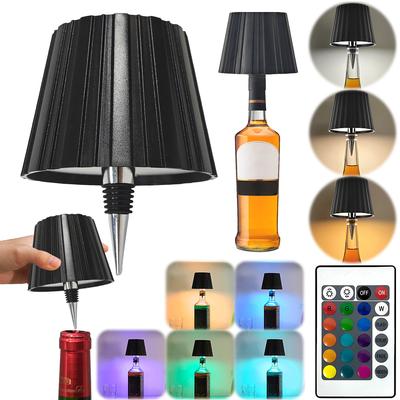 Wireless Bottle Lamp Rechargeable LED Table Lamp 3 Color + RGB Wine Bottle Lamp Touch-Control Desk Lamp for Bars Restaurants