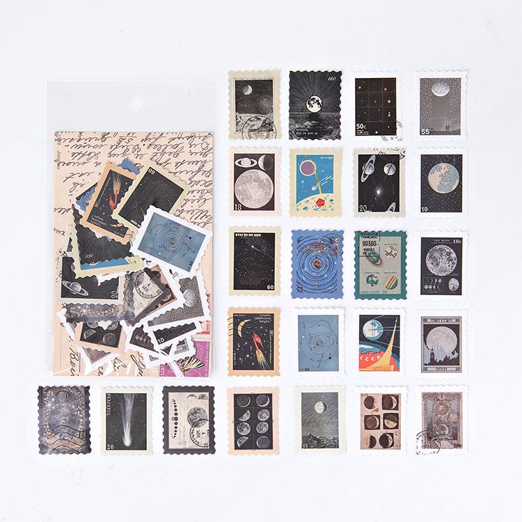 46pcs Vintage Stamp Butterfly Art paper Stickers Scrapbooking Decorative Stationery Junk Journal DIY Material Arts Deco Stickers