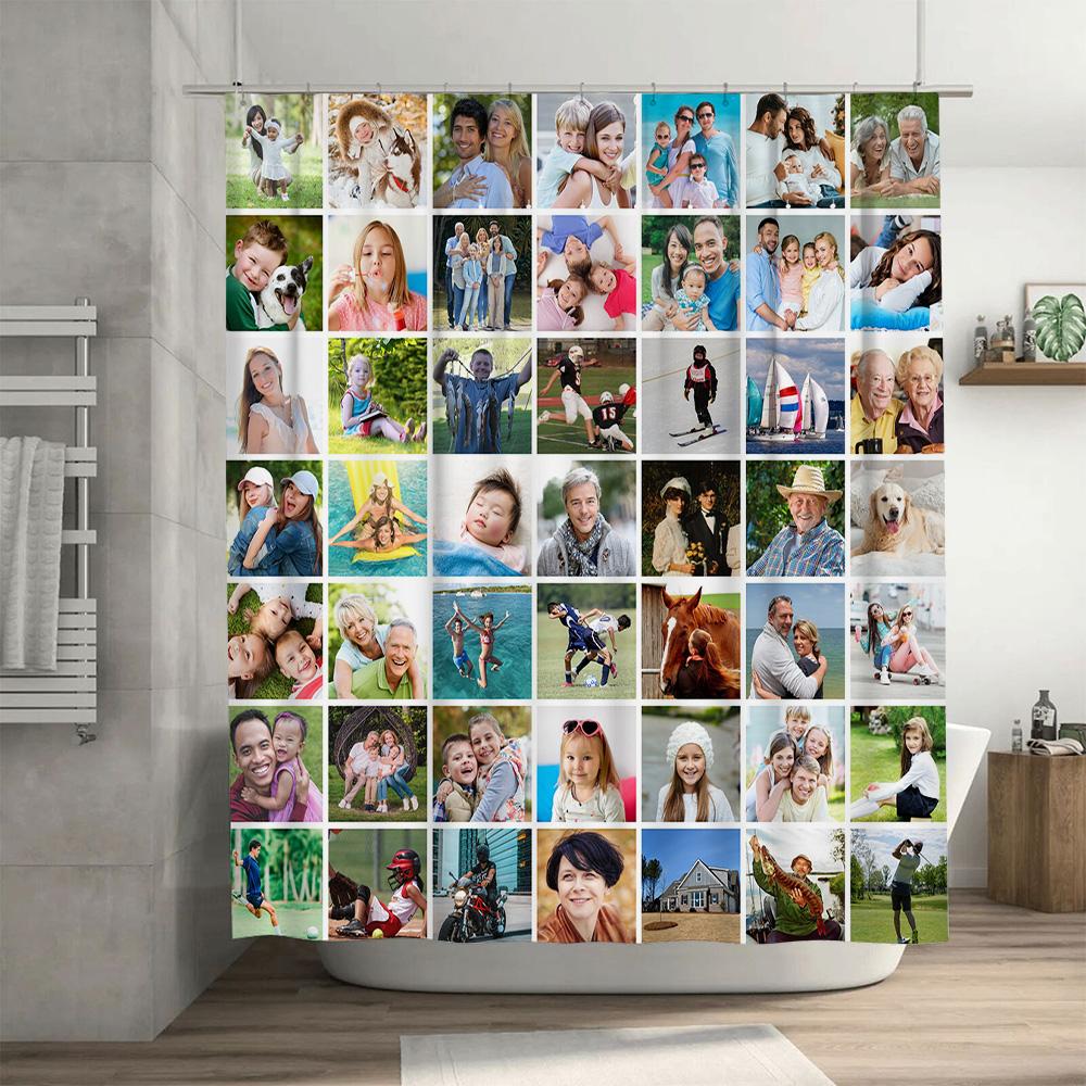 Personalized Custom Photo Collage Shower Curtain Waterproof Bathroom Decor 3D Printed Custom Home Textile Gifts for All Occasion