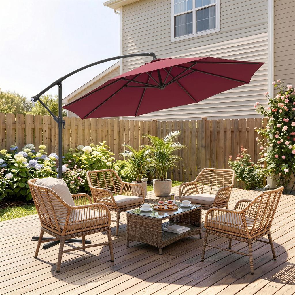 3m Water Resistant Terylene Hanging Parasol Wine Red
