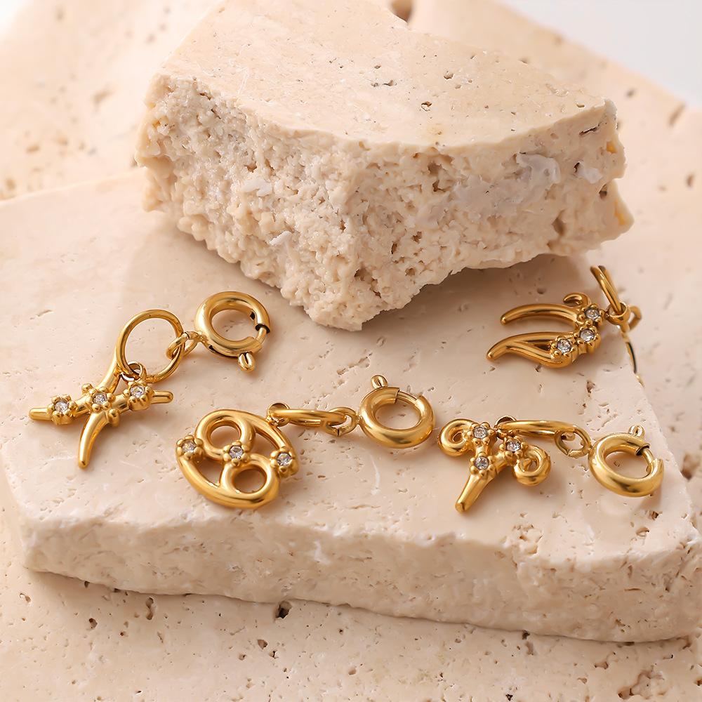 Light luxury, wind-set diamonds twelve constellations jewelry buckle pendant DIY bracelet necklace shoe accessories