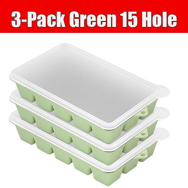 

3PCS Cocktail Whiskey Ice Cubes Maker Molds Square 15 Grid Food Grade Silicone Ice Cube Trays for Freezer with Lid Barware Tools