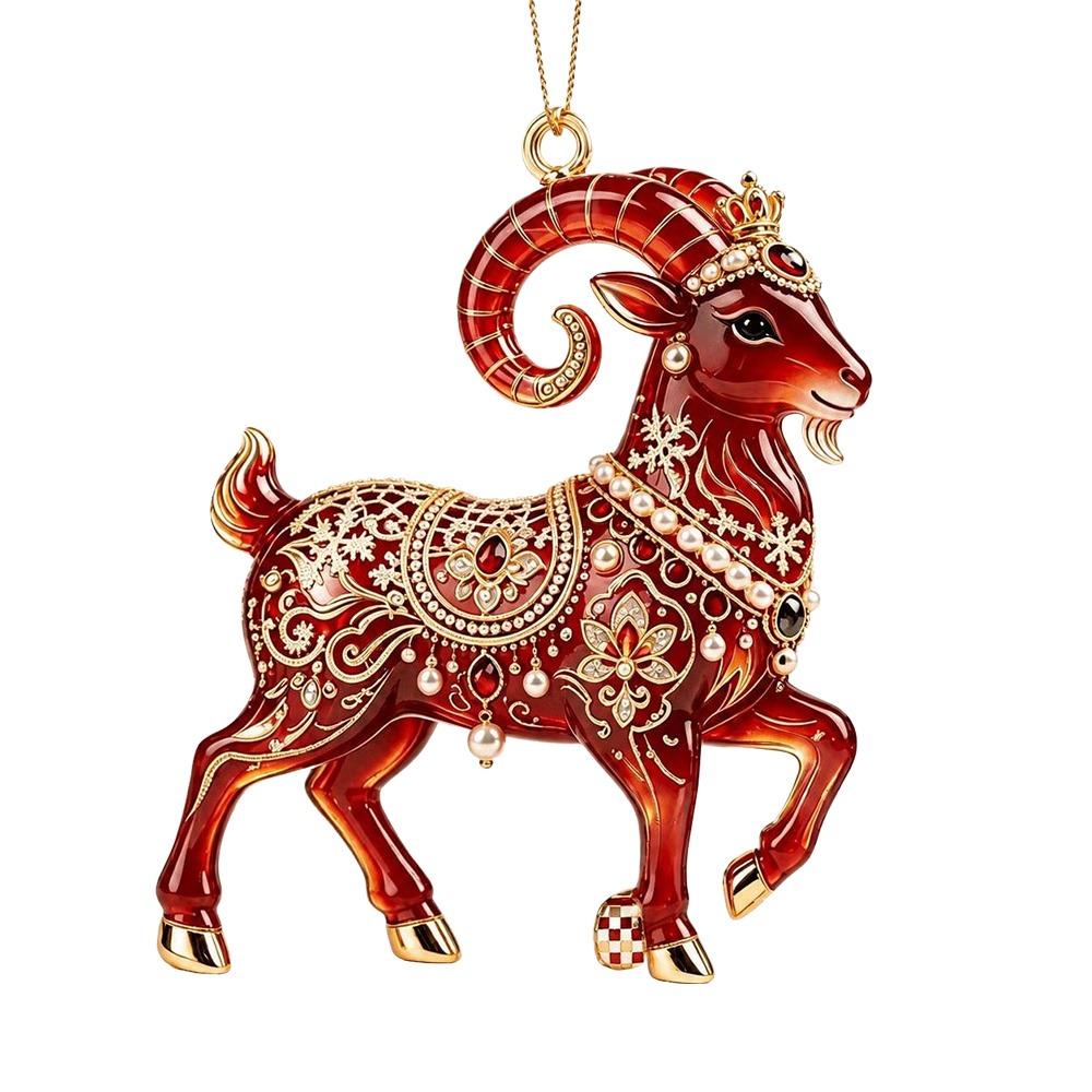 Acrylic Goat Hanging Ornament 2D Flat Christmas Tree Ornament Shop Window Display