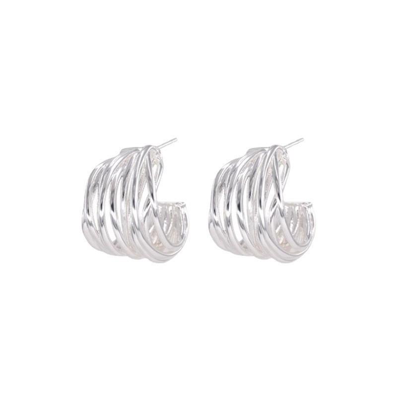 Women s Half-Circle C-Shaped Stud Earrings - Simple Geometric Multi-layered Design, Hip Hop Style Versatile Accessory.