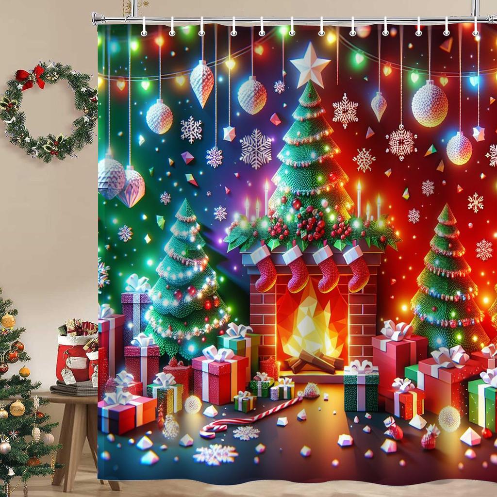Merry Christmas TreeBathroom Shower Curtain Waterproof fabric bathroom Curtain With 12 Hooks Sunflower Home Deco Free Ship