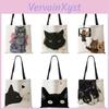 Customize Watercolor Painting Cute Cat Print Womens Designer Tote Bags Fabric Eco Reusable Shopper Shoulder Bags School Book Bag