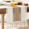 HAPPY SINGU RABO Table Runner [Fringe] [Nordic] [Moroccan] Cross Table Center Bridge Runner Linen Tablecloth Simple (Brown, 30x160cm)