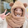 Korean Cap Ear Protection Cute Cap With Mask Lamb Fleece Hat Women Plush Hat Winter Gloves Scarf