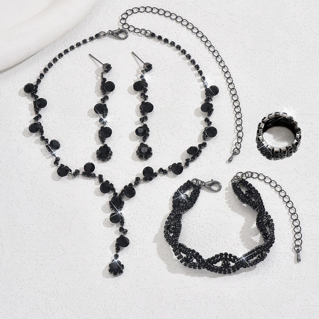 Crystal Rhinestone Necklace Earrings Bracelet Three-piece Jewelry Accessories Wedding Accessories Versatile