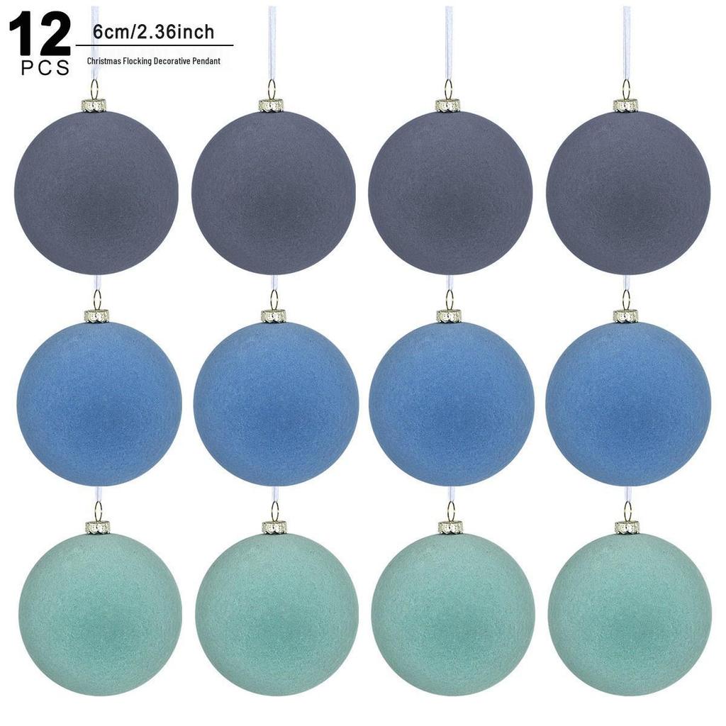6cm Flocked Christmas Tree Ball Ornament