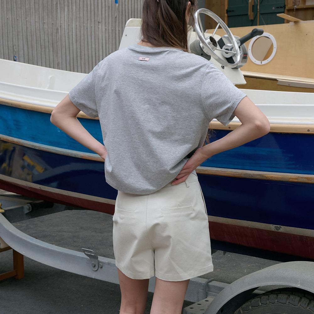 Elssibeui Minimal Cotton Shorts_Oatmeal