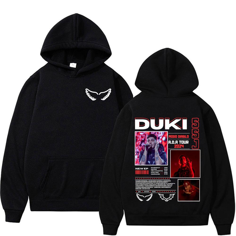 Rapper Duki Ameri 2024 Tour Grafik-Hoodies für Herren Damen Lässige Fleece Hochwertige Sweatshirts Harajuku Hip Hop Punk Pullover