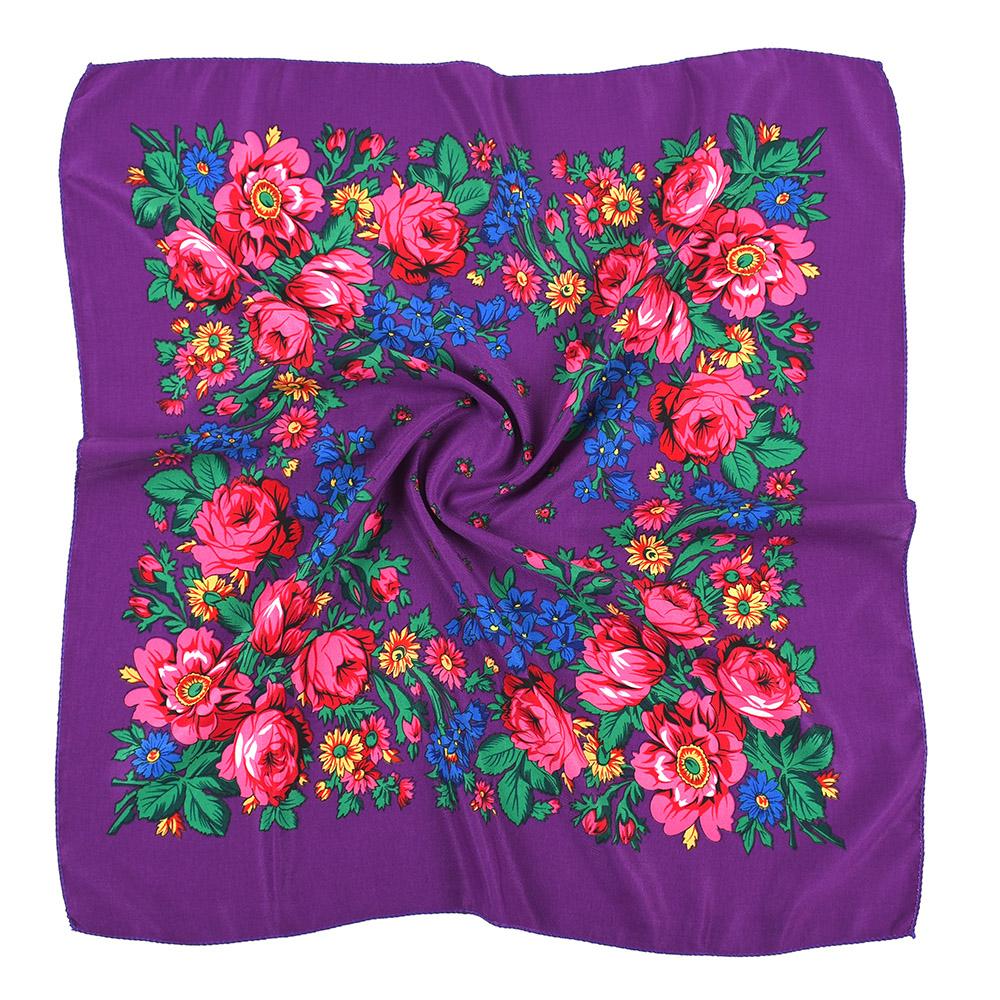 Women Square National Scarf 70*70Cm Russian Retro Floral Print Head Scarves Bandana Foulard Femme Muslim Headwrap Babushka Scarf