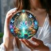 Hisun Tin Sign Vintage Enchanted Forest Glowing Crystal Mushroom Round Tin Sign Retro Magical Blue Butterfly Fairycore Themed Metal Wall Art P
