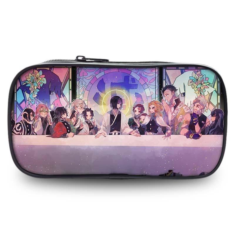 Spacious Oxford Demon Slayer Pencil Case For Students With Casual Style