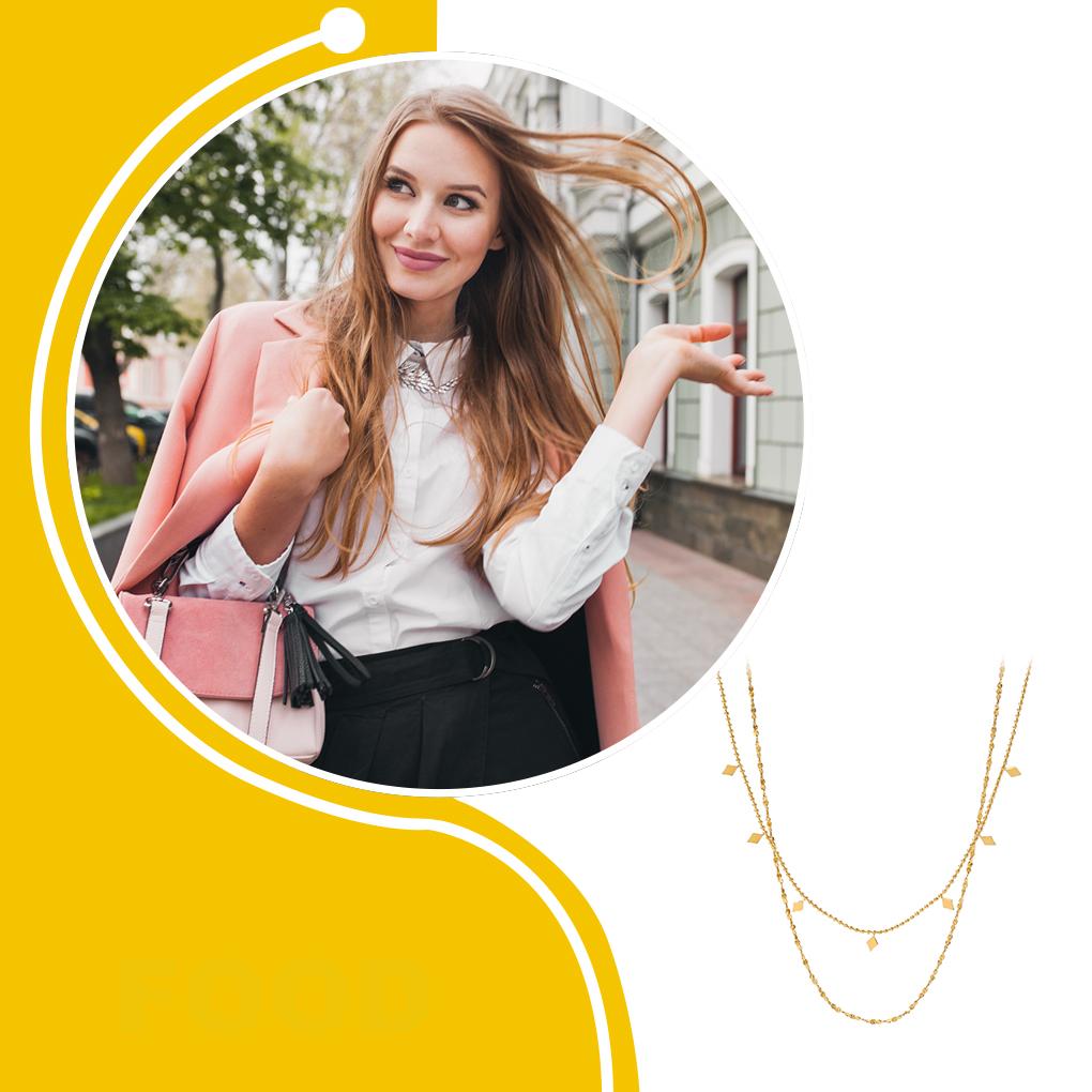 Women Necklace Adjustable Chain Clasp Neck Pendant Stainless Steel Choker Casual Fashion Girls Jewelry Dressing Decoration