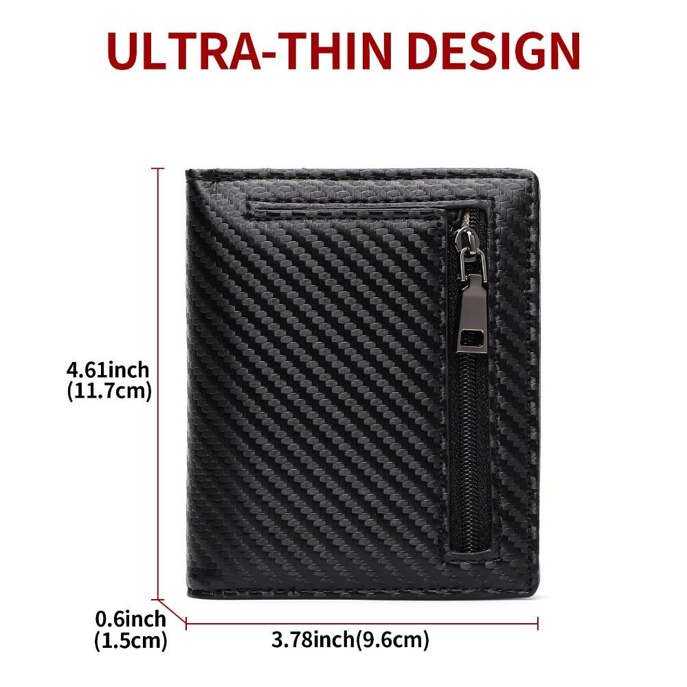 Japanese Style Carbon Fiber Leather Wallet for Men High-Quality Anti-Theft RFID Blocking Clutch PU Leather Coin Purse