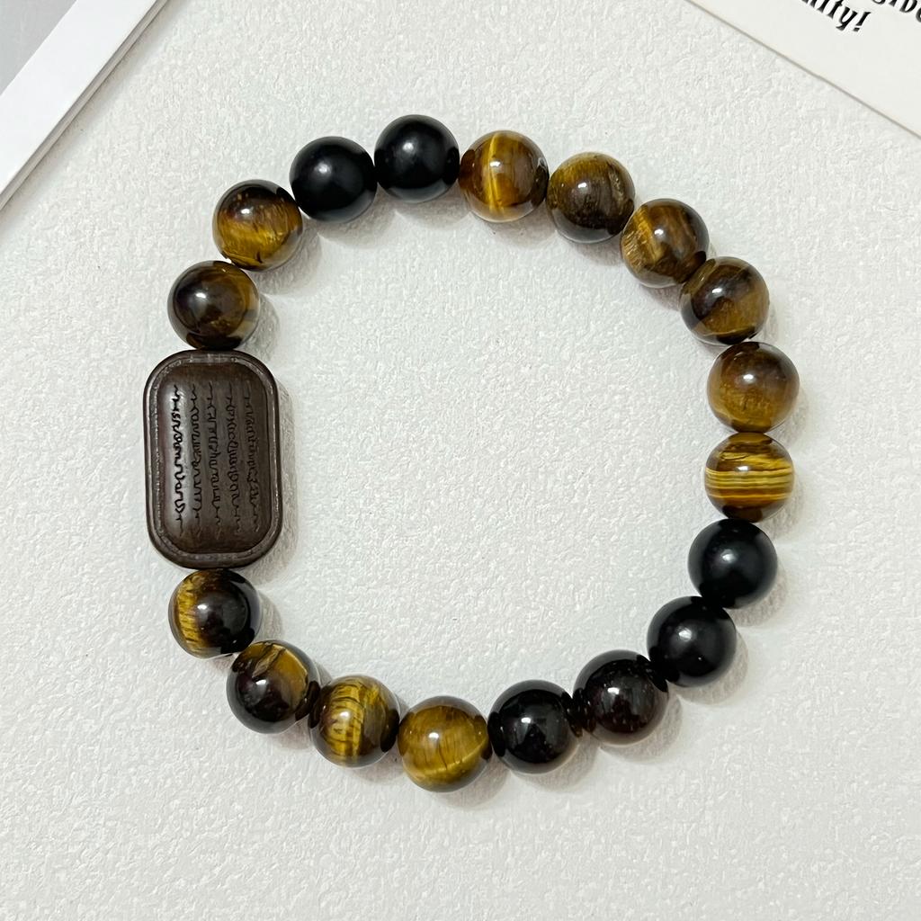 10mm Gemstones Beaded Bracelets for Men Natural Tiger Eye Stone Stretch Round Beads Semi-Precious Bangle