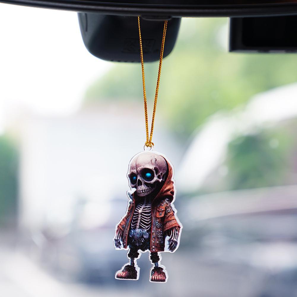 Figurine Schelet Acrilic Pandantiv Oscilant Oglindă Retrovizoare Mașină Halloween Decorațiuni Interioare Auto Ornament Vehicul Pentru Auto Spate N8J7