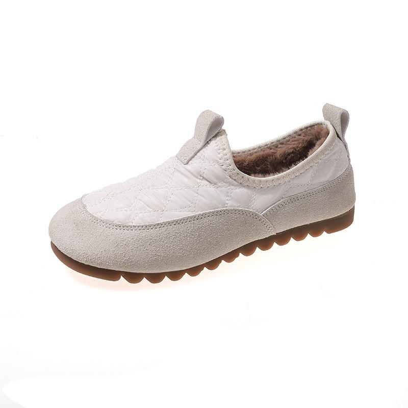 Mom velvet cotton shoes women's 2025 autumn and winter new retro warm and comfortable Doudou shoes wear lazy shoes with one foot