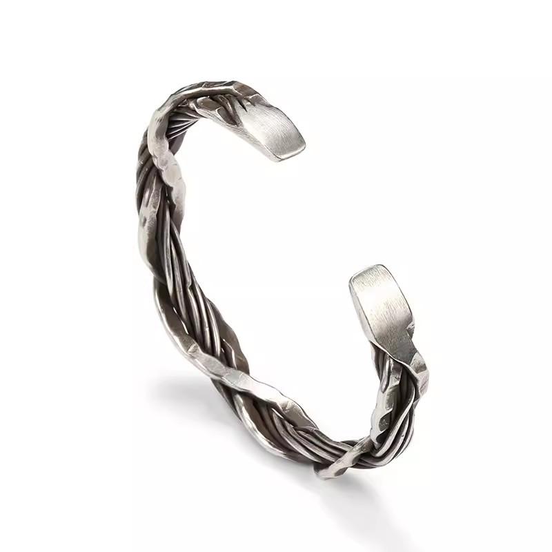 Vintage Thailändisches Silber Gehämmert Gewebt Armreif Armband Für Männer Frauen Hip Hop Mode Neuer Schmuck Geschenk Party Glamourös