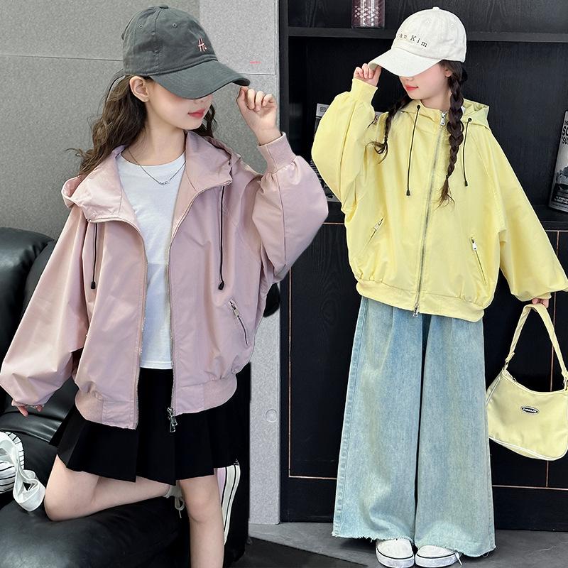 

Girls Hooded Batwing Sleeve Jacket: Spring/Autumn 2025 Fashion 160 cm жёлтый