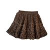Korean Ballet-Inspired High-Waisted Ruffled Mesh A-Line Layered Skirt for Women, Autumn 2025