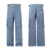 American Workwear Retro Striped Straight Jeans Street Loose Trousers for Men and Women