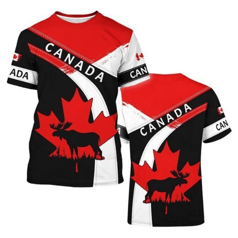 ETST31 2026 Wereldbeker Canada T-shirt Heren Harajuku Straatmode T-shirt 3D Geprint Esdoornblad Hertenpatroon Populair Korte Mouw 5XL