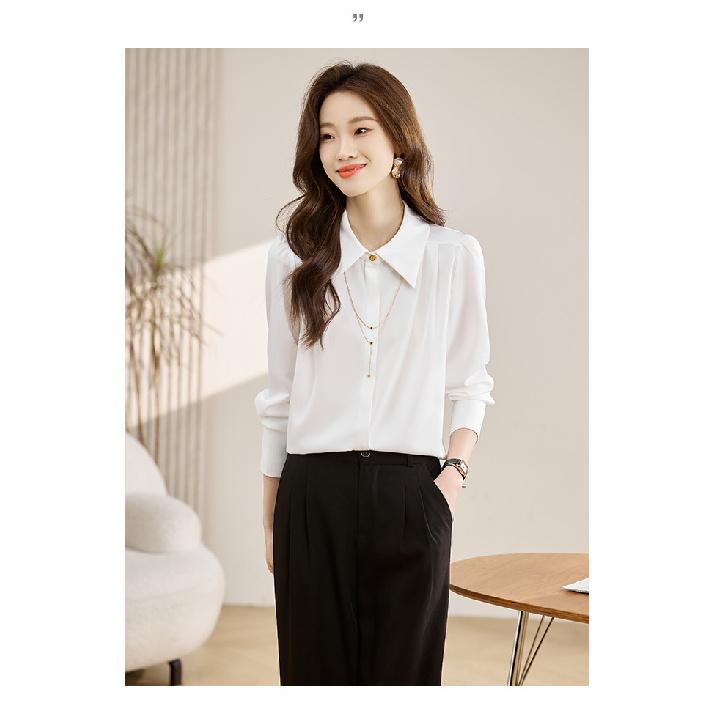 2026 Spring and Autumn New Women's Casual Solid Color Simple Long Sleeve Shirt Top