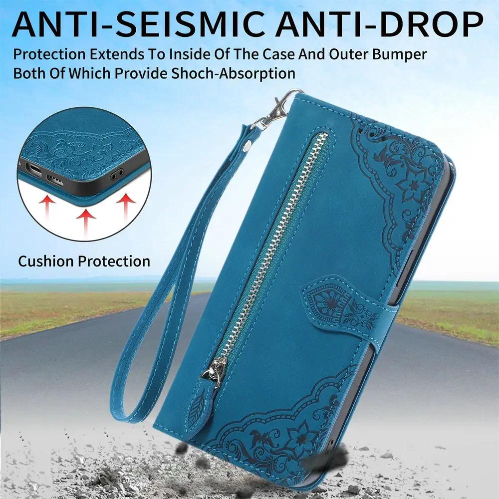 Étui de luxe Honor Magic 8 7 6 Pro 6 Lite 5G Bandoulière Fermeture Éclair Cuir Funda Honor Magic7 Pro 8 Lite Magic6 Pro Portefeuille Housse Livre