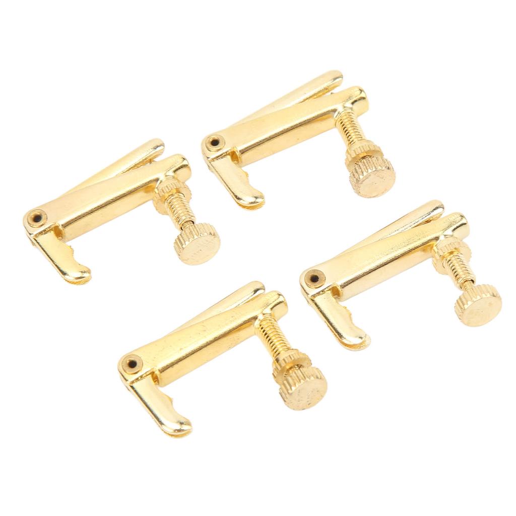 4PCS Violin Fine Tuner Golden Metal Wear Resistant String Fine Adjuster for 4 4 3 4 Violin