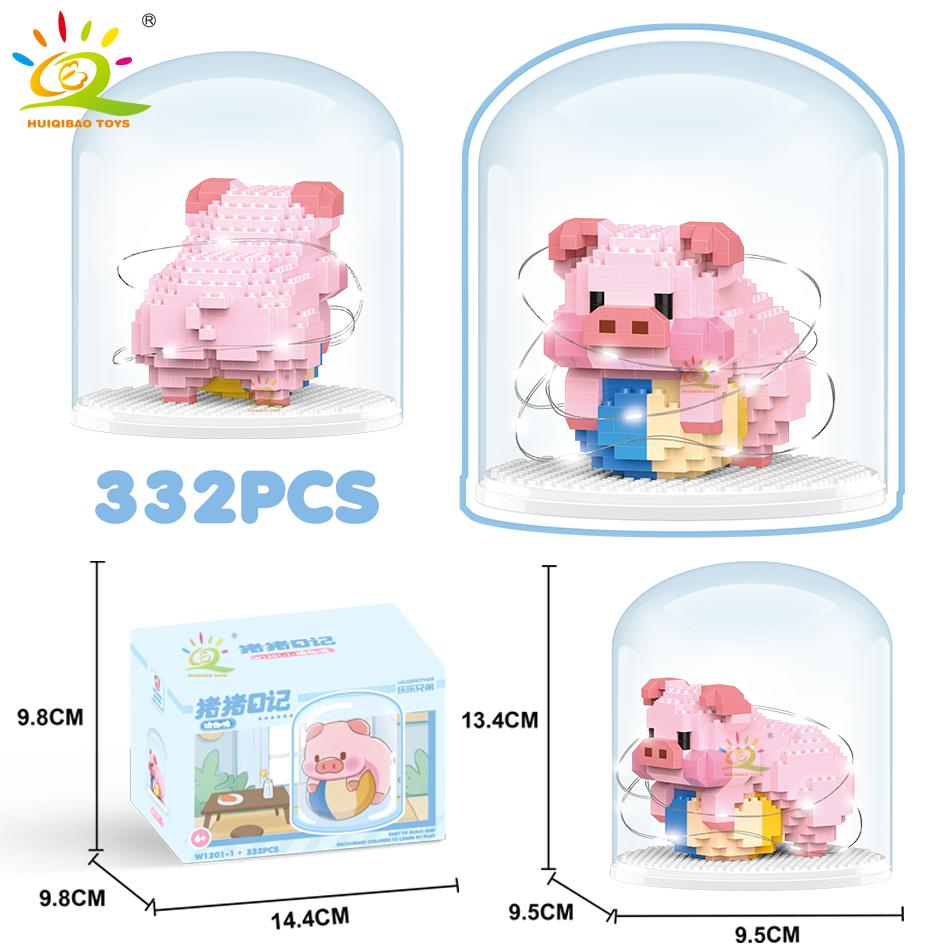 Non-Toxic Mini Cute Pig Micro Building Blocks 3D Diamond Model Animals Bricks Diy City Construction Toys For Children Kids Gift