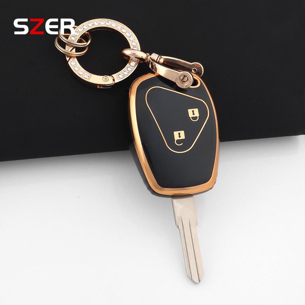 For Renault Trafic Clio Duster Logan Dacia Sandero For Nissan Terrano Almera 2 Button Tpu Car Key Case Cover Protector Keychain