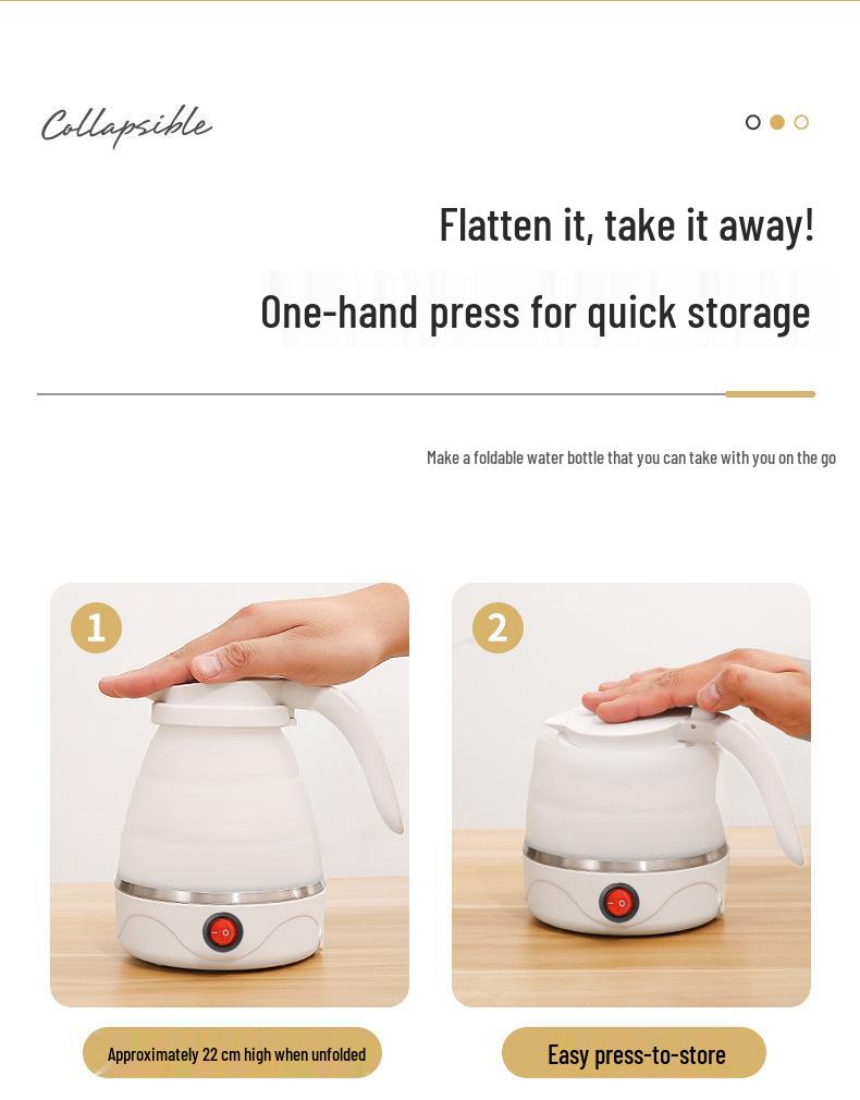 Kompakter faltbarer elektrischer Reisewasserkocher - Silikon, für eine Person, perfekt für Studentenwohnheime und zum Wasser kochen