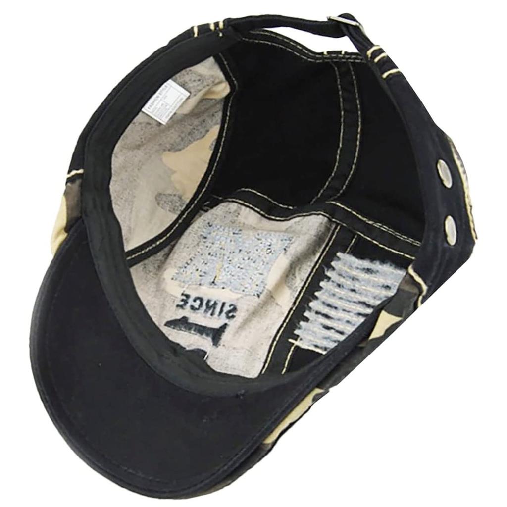 WHITE FANG Hunting Cap Military Hat Camouflage Logo Stylish Embroidery CA466 Black Men's (Camouflage 1)