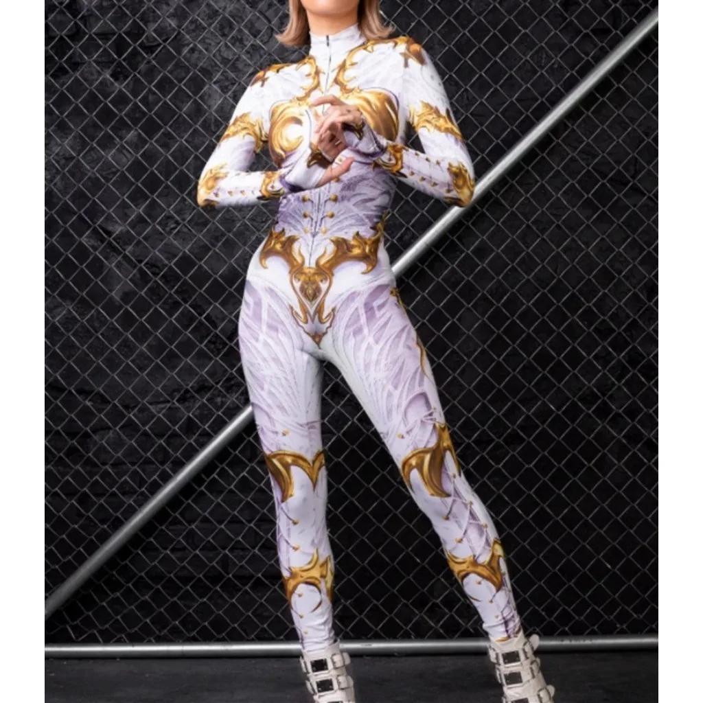 

Унисекс Киберпанк 3D цифровая печать Хэллоуин вечеринка ролевая игра наряд для женщин мужчин косплей костюм карнавальный комбинезон Adults XXXXL белый