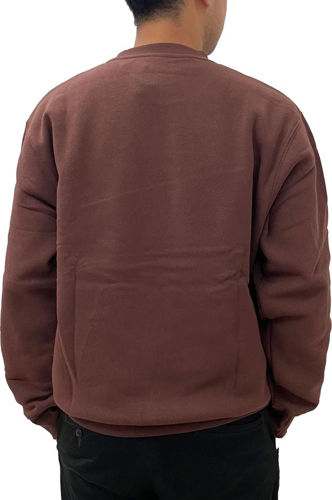 Logo Spark Men's Fleece-Lined Crew Sweatshirt with Embroidered Trim, Light Brown, Size 3L