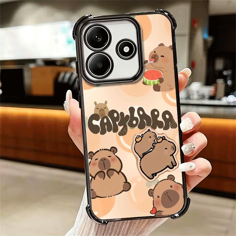 Funny Capybara Cartoon Cute Plating Phone Case For Xiaomi Redmi Note 14 15 Pro Plus 13 12 11 11S 11T 10 9S 9 5G Anti-Fall Airaba