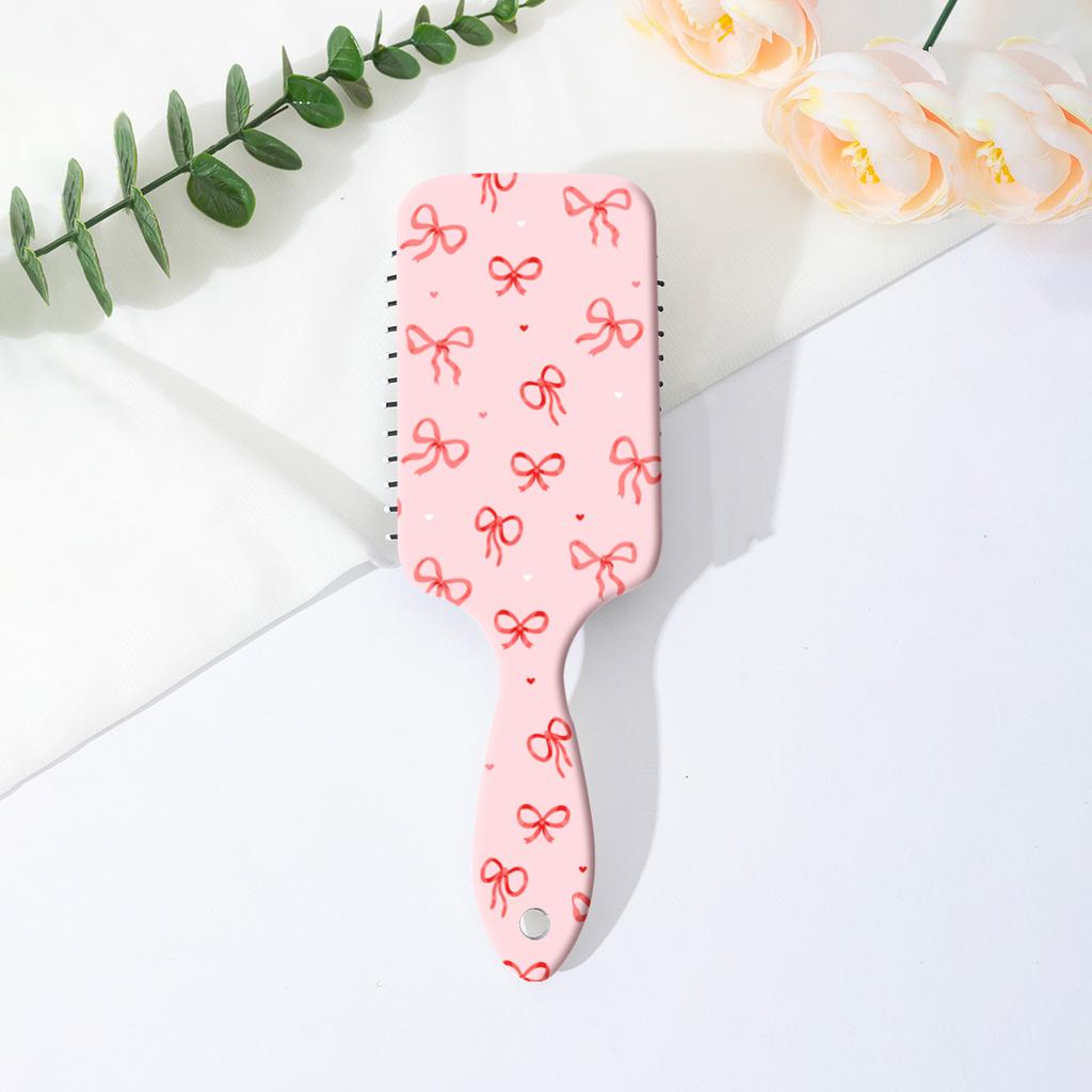 1pc Pink Bowknot Designed Hair Cushion Comb, Anti-Static Smooth Massage Paddle Hair Brush For Home Use