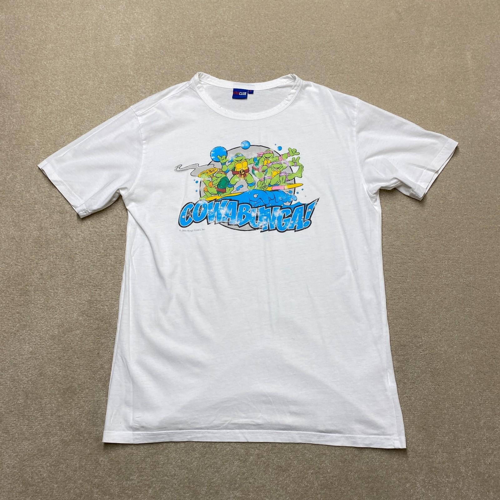Teenage Mutant Ninja Turtles T-Shirt L/XL White Fan Club Cowabunga 2008 Mirage XXL