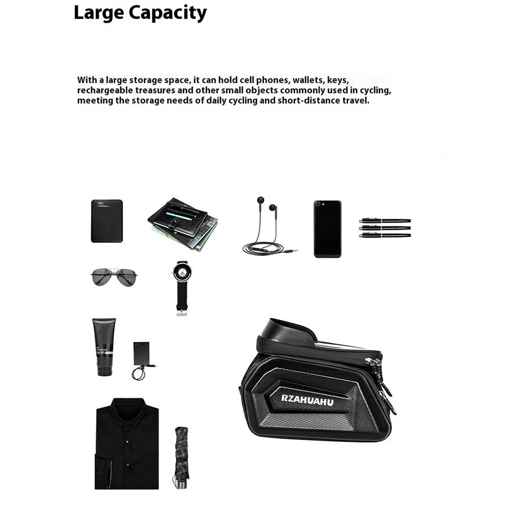 Bike Front Frame Bag Bike Storage Bag Waterproof Bike Phone Holder Bag Touch-Screen Cycling Pouch Detachable for Outdoor Cycling