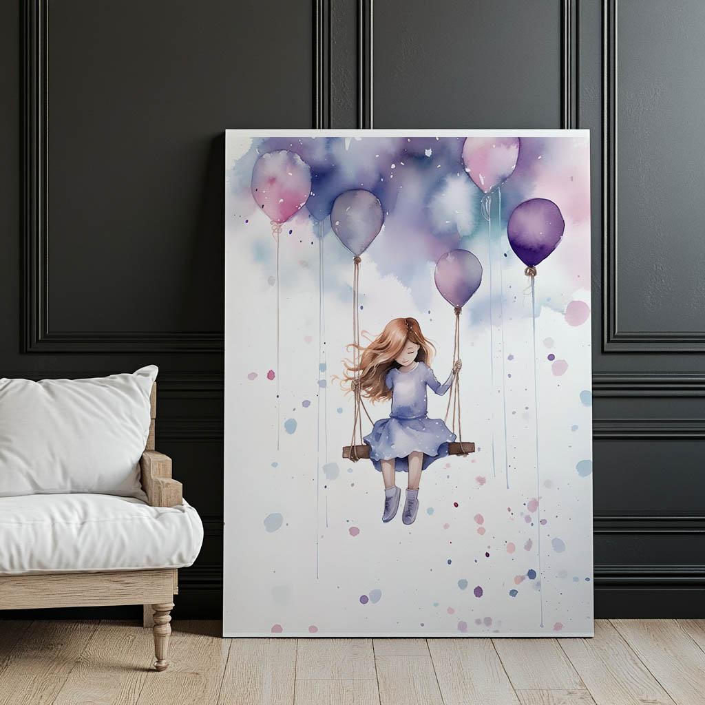 Dziewczynka Na Huśtawce Dziewczynka Na Huśtawce, 40X50 Cm, Rama Aluminiowa Czarna, Papier Matowy 230 Gsm