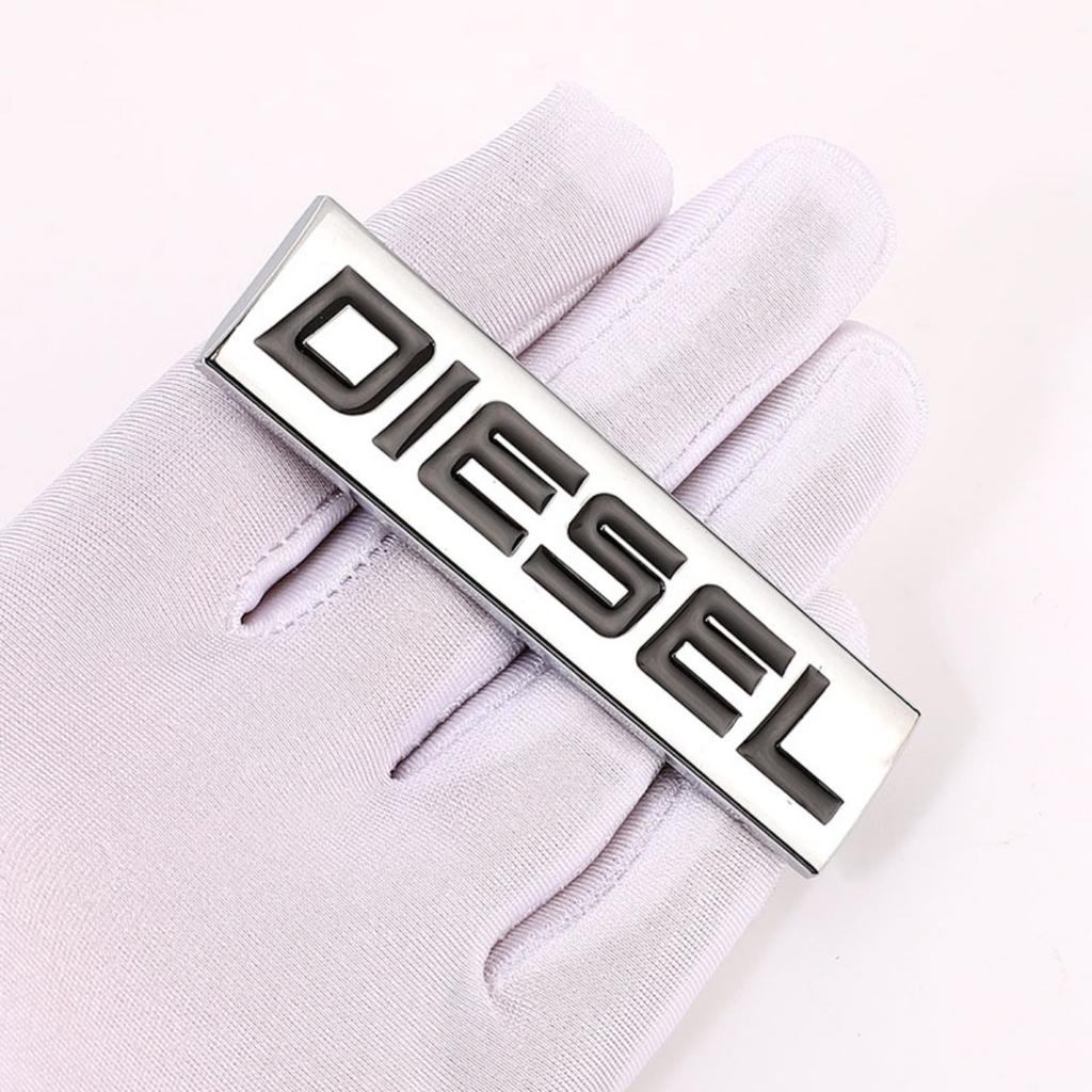 3D Metal Diesel Petrol Logo Badge Sticker Side Fender Rear Trunk Emblem Decal Car Styling
