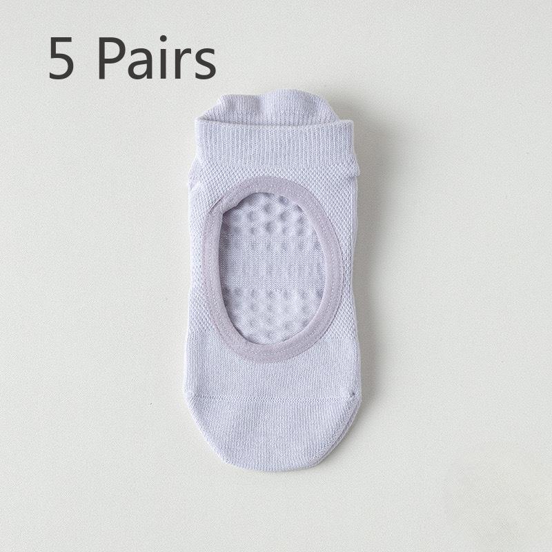 5 Pairs Cotton Silicone Non-slip Yoga Socks Boneless One-piece Mechanism Backless Mesh Short Socks Indoor Anti-odour Sports Socks