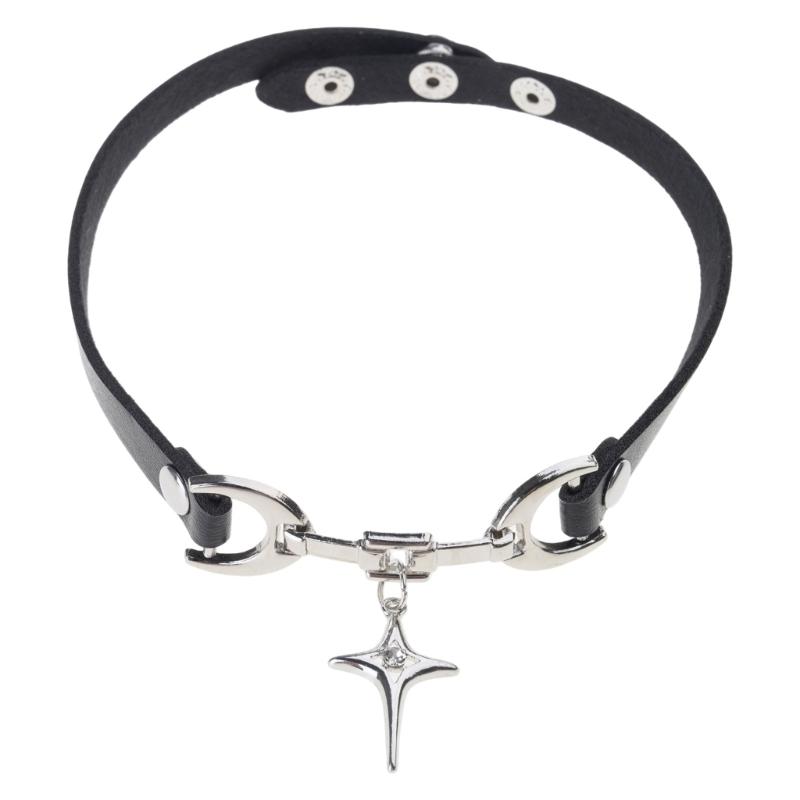 

Versatile Leather Chokers Necklace With Detachable Crosses Charm Gift Ready Jewelry Items 1