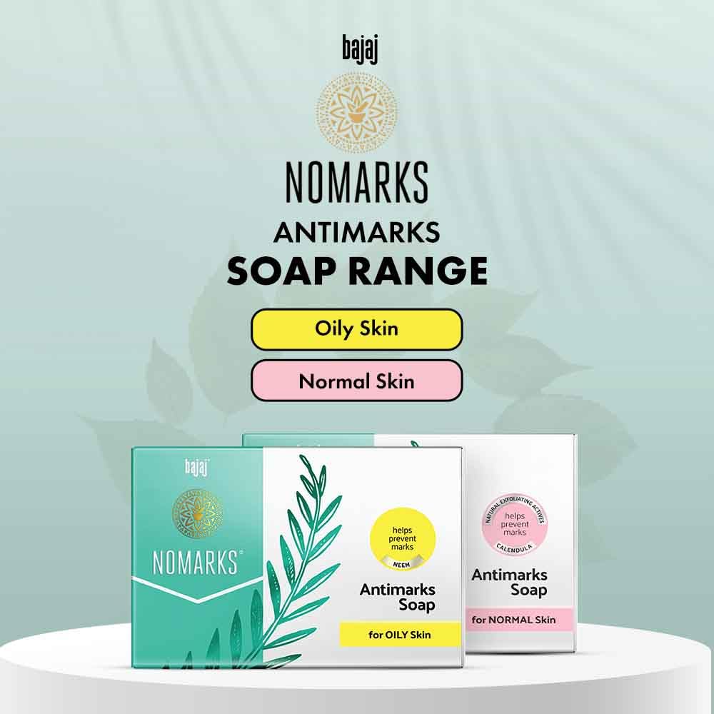 BAJAJ Nomarks Antimarks Soap For Normal Skin 125gm Pack Of 4 Gentle Exfoliating Anti-Mark Cleanser