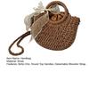 Straw Woven Handbag Boho Small Crossbody Purse with Detachable Strap Round Top Handles Summer