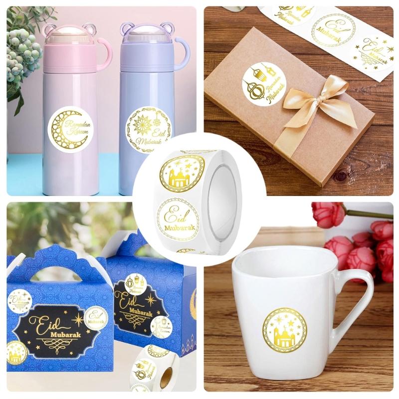 500 Sheets Scrapbooking Eid Mubarak Sticker, Envelope Gift Label Decorative Sticker, Gift Packaging Decorations Sticker